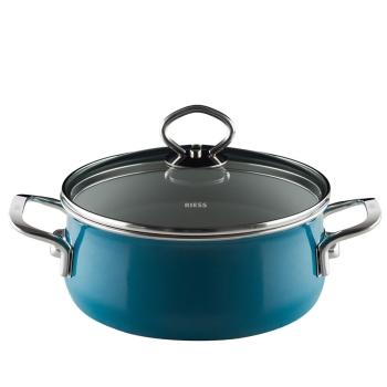 Riess Kasserolle mit Glasdeckel, Nouvelle Aquamarin Extra Stark
